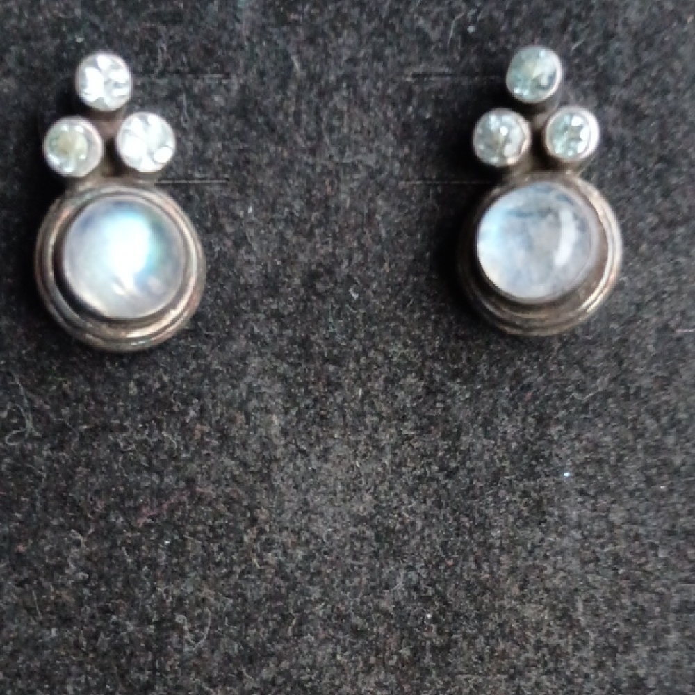 Rainbow Moonstone And Topaz Earrings